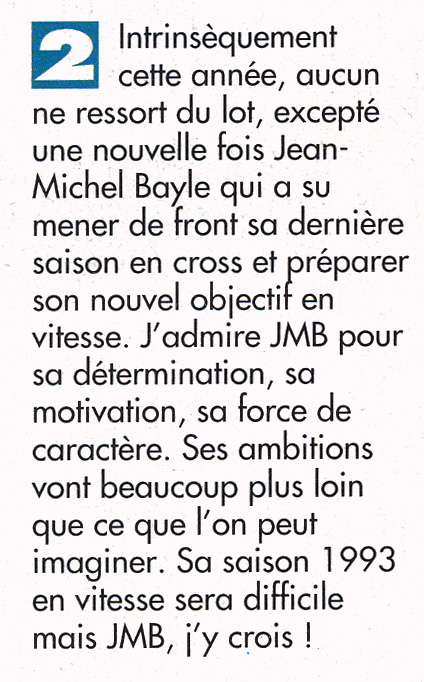 Jacky Vimond parle de la saison 1992 et met celle de JMB à la plus haute marche des pilotes français